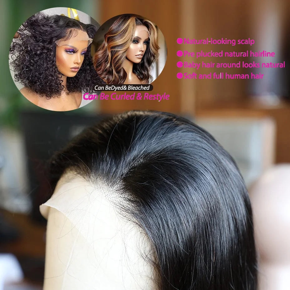 230% Density Lace Front Straight Bob Wig 13X4 Full Lace Wig 4x4 Closure Bob Wig Human Hair Wig For Women Pre Plucked Frontal Wig