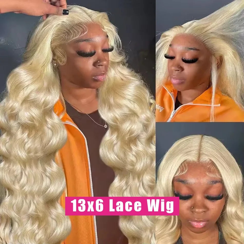 Wiglovie 613 Honey Blonde Transparent Body Wave 13x5 Lace Frontal Wigs Human Hair Colored Curly 13x6 Lace Front Wig For Women
