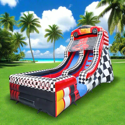 14.5 FT GOOSH Speedway Splash Commercial-Grade Inflatable Water Slide – High-Speed Racing Theme Wet/Dry Fun for Kids & Adults