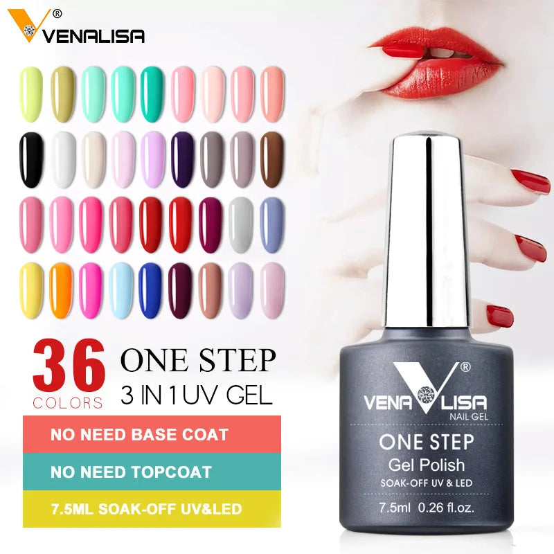 7.5ml VENALISA Gel Nail Polish Set VIP4 Hema Free NailManicure Soak off Base Nowipe Topcoat UV LED Nail Gel Varnish Kit