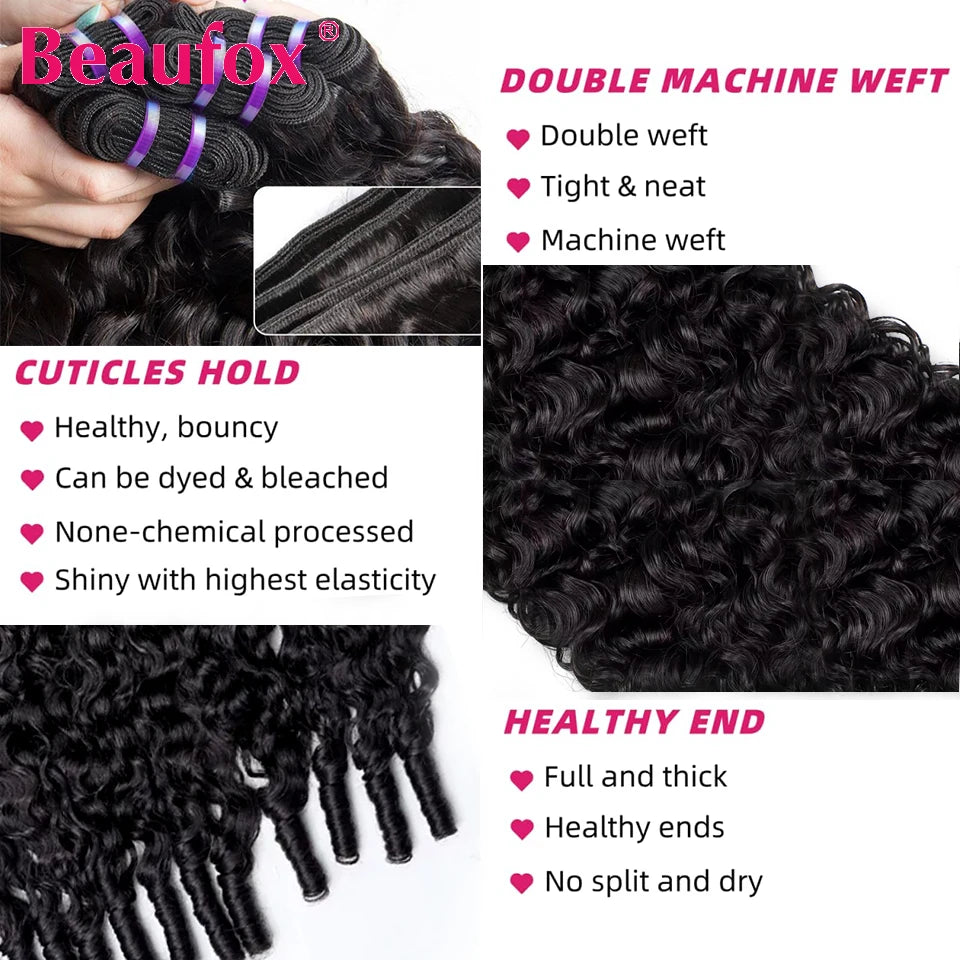 Beaufox Burmese Curly Bundles Human Hair Raw Virgin Curly Hair Bundles Water Wave Human Hair Bundle Spiral Curls Double Weft