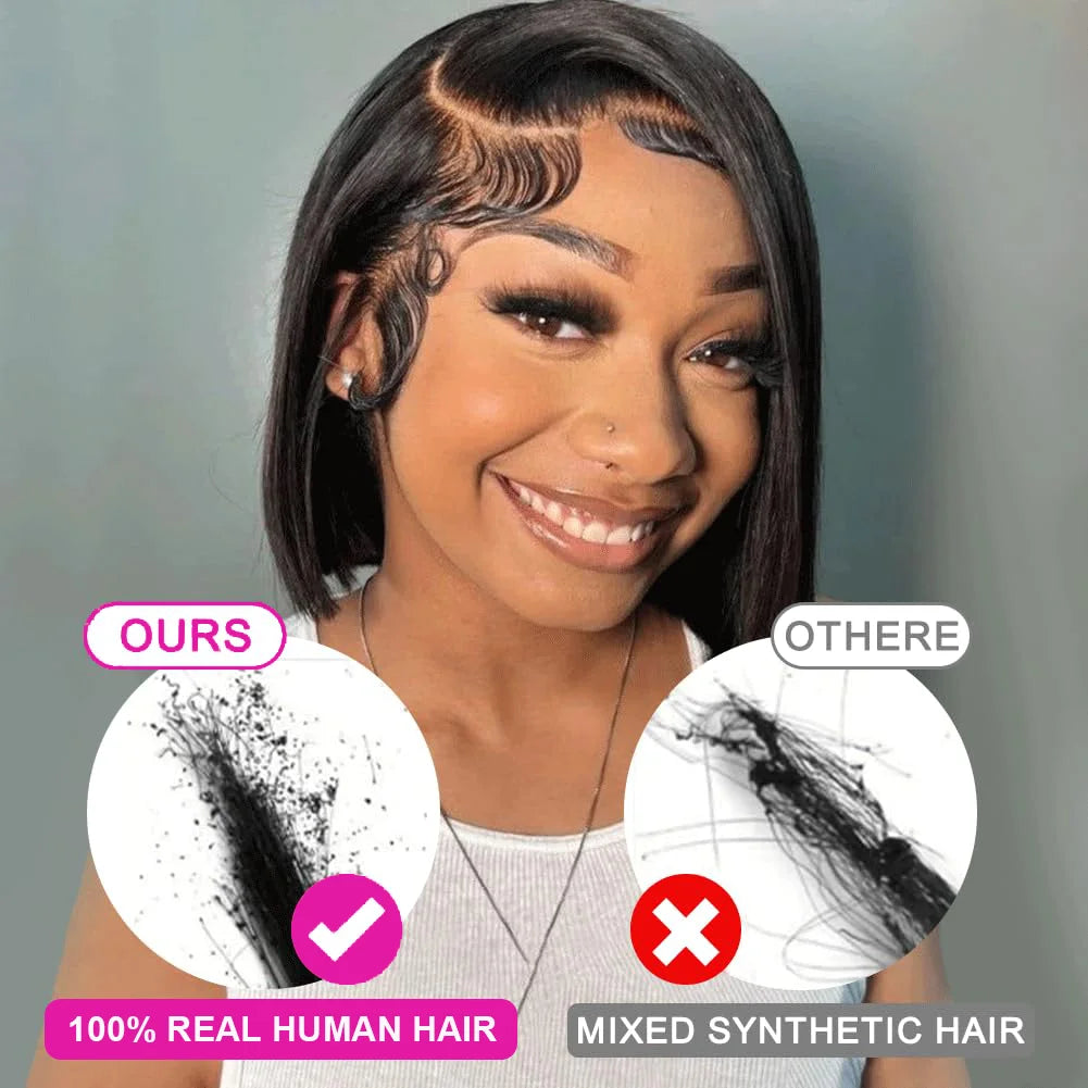 230% Density Lace Front Straight Bob Wig 13X4 Full Lace Wig 4x4 Closure Bob Wig Human Hair Wig For Women Pre Plucked Frontal Wig