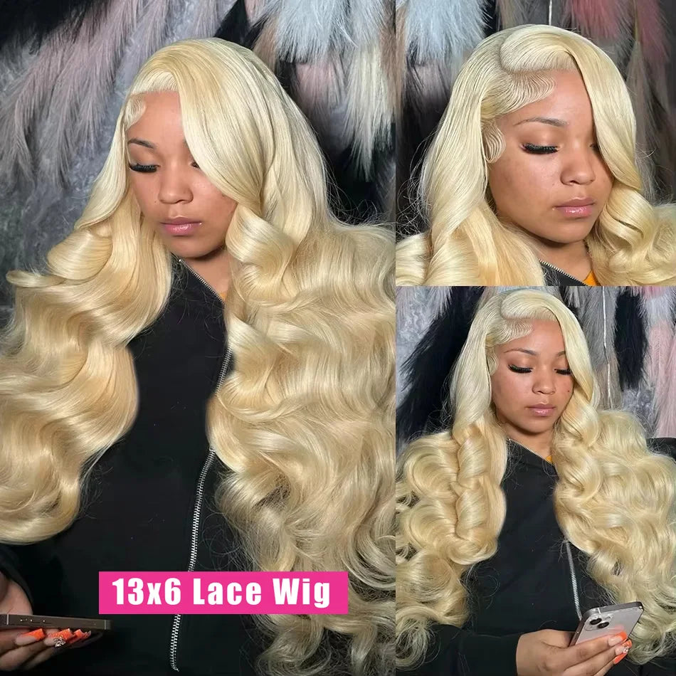 Wiglovie 613 Honey Blonde Transparent Body Wave 13x5 Lace Frontal Wigs Human Hair Colored Curly 13x6 Lace Front Wig For Women