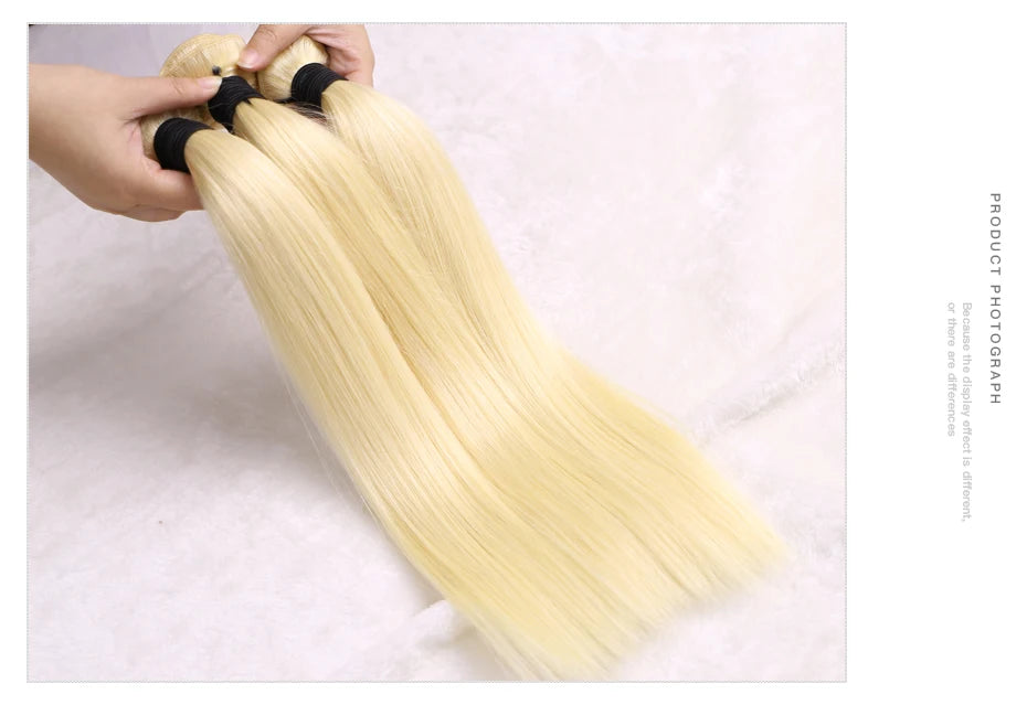 Facebeauty 613 Blonde 1/3/4 Brazilian Hair Bundles Straight Weave Remy 100% Human Hair Weft 26 28 30 32 34 36 38 40 Inch Bundle