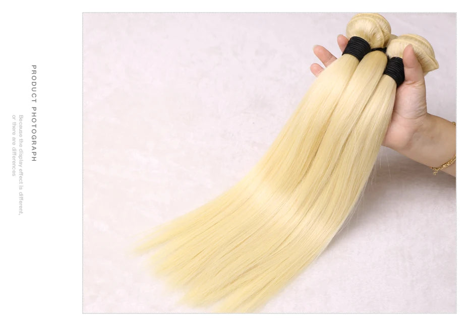 Facebeauty 613 Blonde 1/3/4 Brazilian Hair Bundles Straight Weave Remy 100% Human Hair Weft 26 28 30 32 34 36 38 40 Inch Bundle