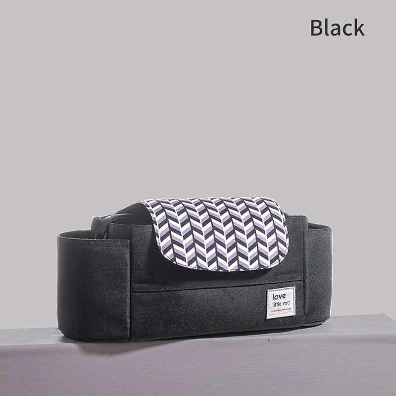 Universal Baby Stroller Organizer Expandable Diaper Bag with Shoulder Strap,Cup Holder,Zipper Pocket Stroller Accessories Travel