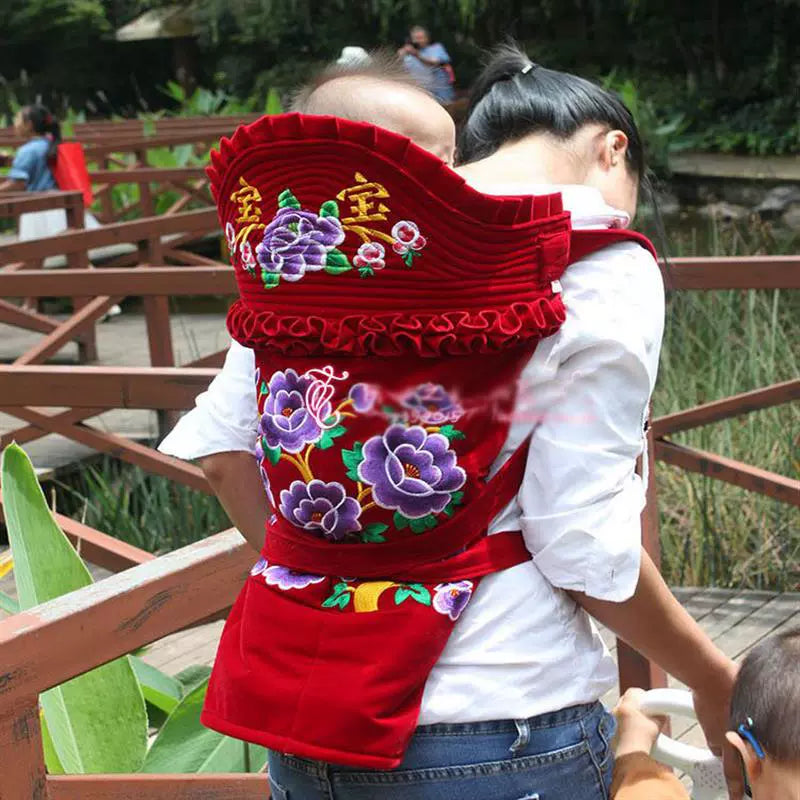 Traditional Baby Carrier Old-Fashioned Embroidered Baby Sling Front and Rear Back Yunnan Back Quilt Winter Thick Guizhou Carry Child Hard Back Fan