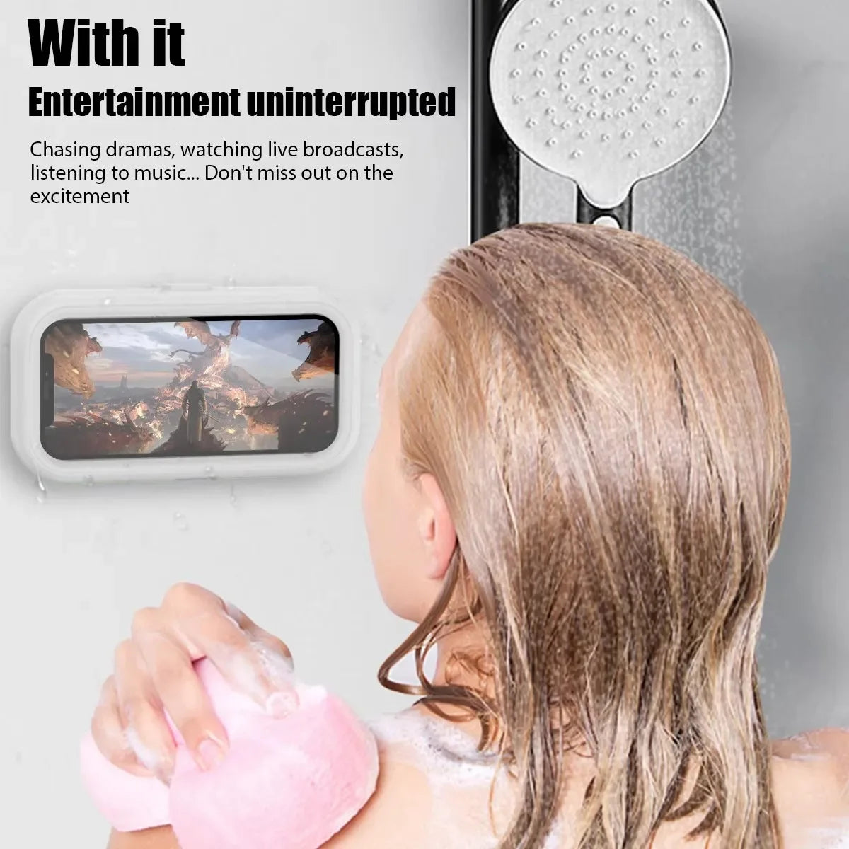 New Waterproof Bathroom Phone Wall Mount Holder Adjustable Shower Phone Case Stick on Wall Bathroom Toilet Phone Holder