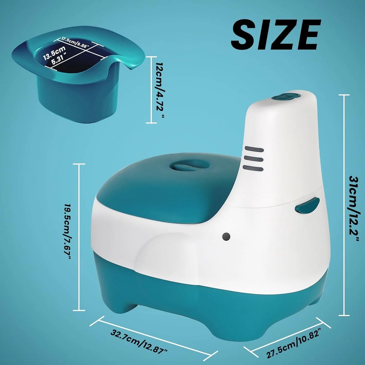 Kids' Potty Training Toilet Seat with Realistic Flush Sound - Portable Toddler Potty, Easy to Clean Training Seat