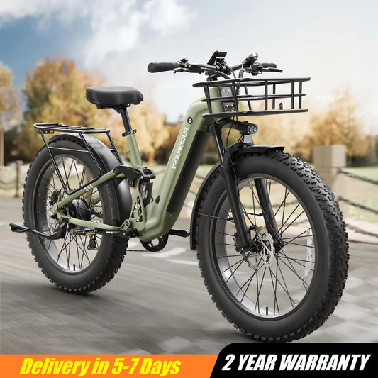 PUCKIPUPPY Boxer-ST Electric Bike 960W 48V 20AH Electric Bicycles 26" x 4" Fat Tire Full Suspension Ebike with 2-Year Warranty