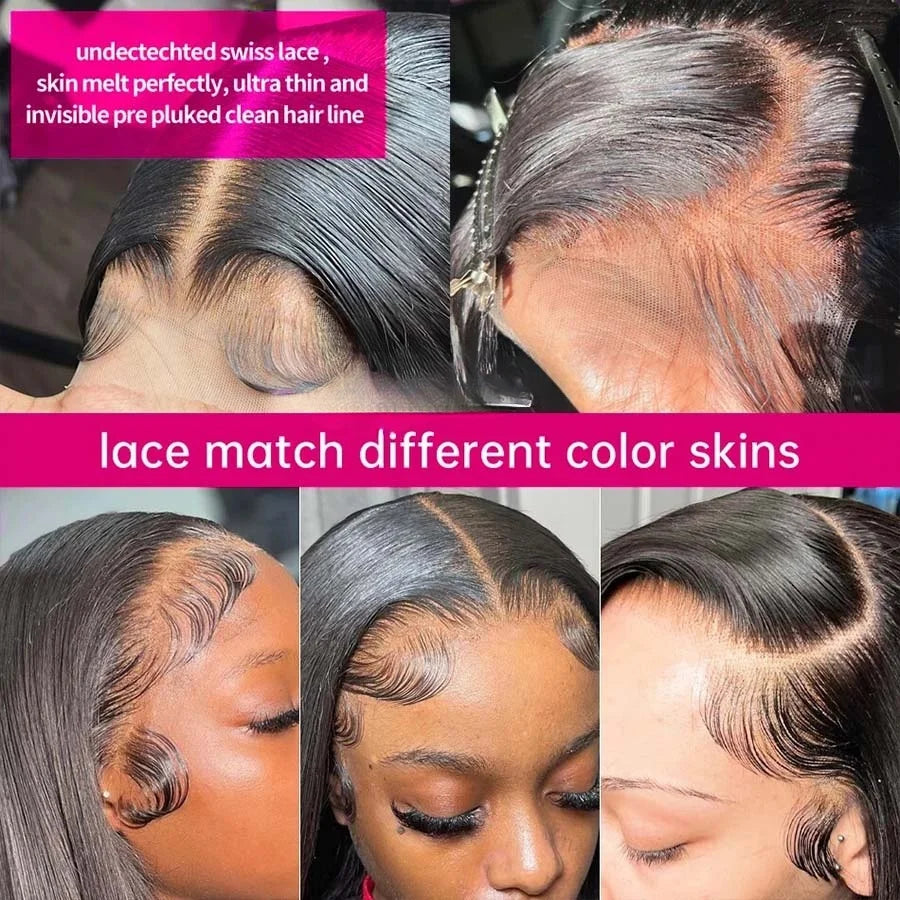 5x5 Pre Cut Hd Lace Closure Wigs 200% Glueless Wigs Human Hair Ready To Wear Bone Straight Lace Front Wigs Human Hair  For Women