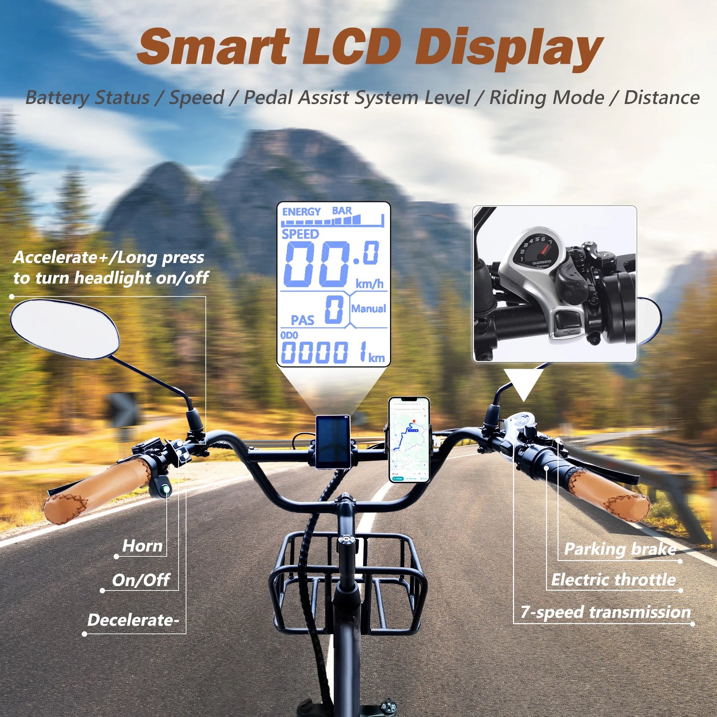 Foldable Electric Tricycle for Adults, Peak 1350W Electric Bicycle with Removable 48V 16Ah Battery