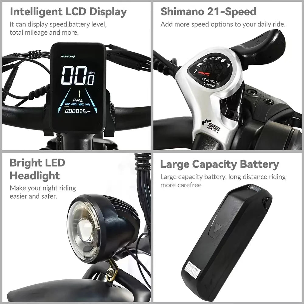 Electric Bike 2000W Dual Motor 48V20AH Lithium Battery 21 Speed E-bike Hydraulic Brake 26*4 Inch Fat Tire Snow Electric Bicycle
