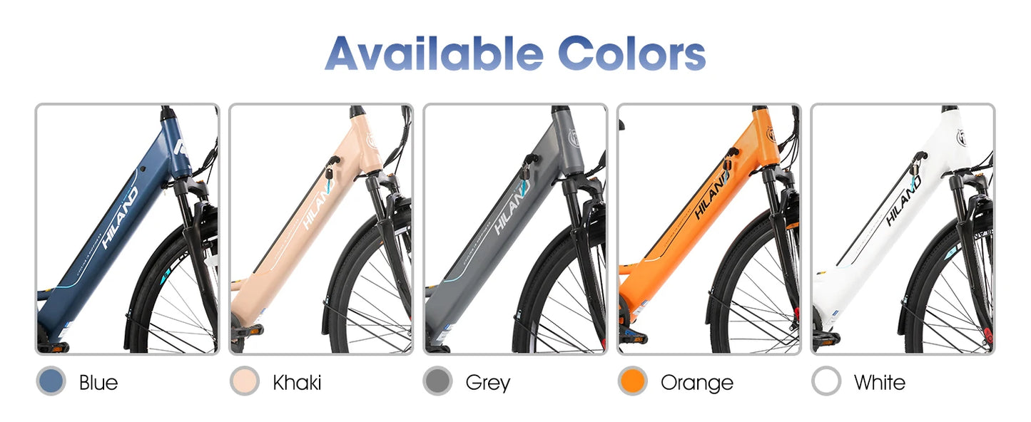 HILAND electric road bike, detachable lithium battery, commuting electric bike, Including shelves, 250W, with LCD display