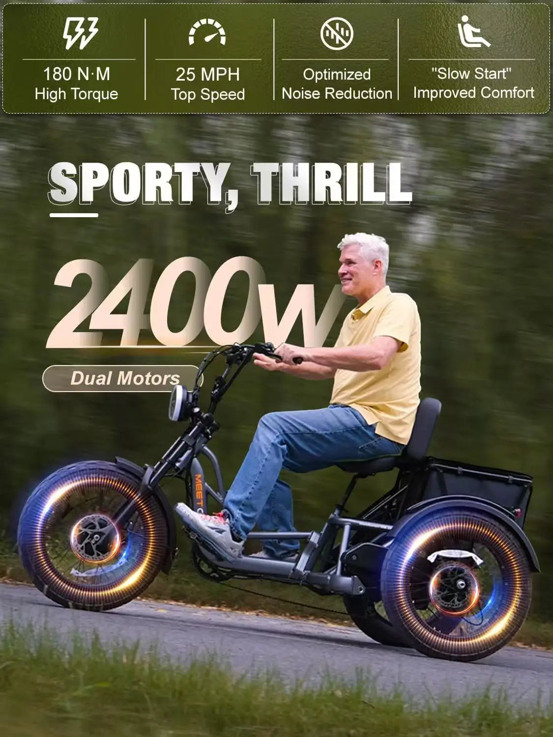 High Power Remote Dual Motor Dual Battery 3 Wheel E Cargo Tricycle Adult Sand Snow Fat Tire Electric Delivery Tricycle