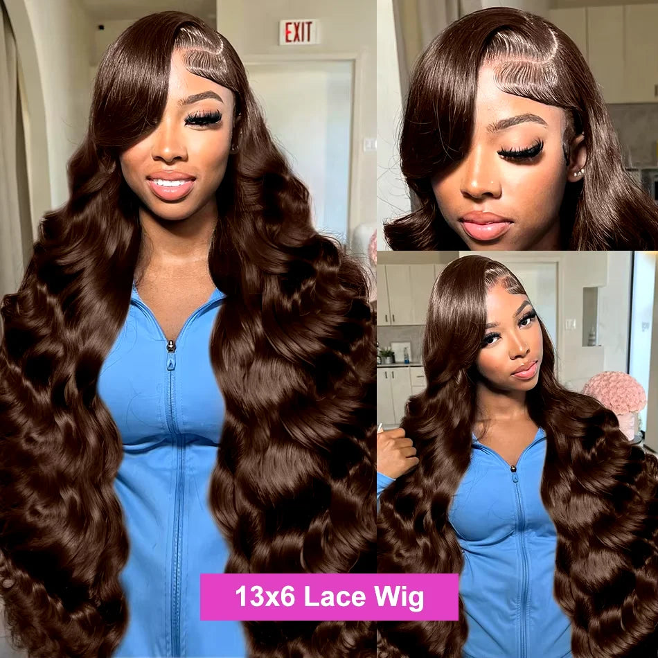 Body Wave Wig 13x6 Hd Lace Frontal Wig Chocolate Brown Lace Front Wig 30 32 inch 250 Density Human Hair wigs for women Choice