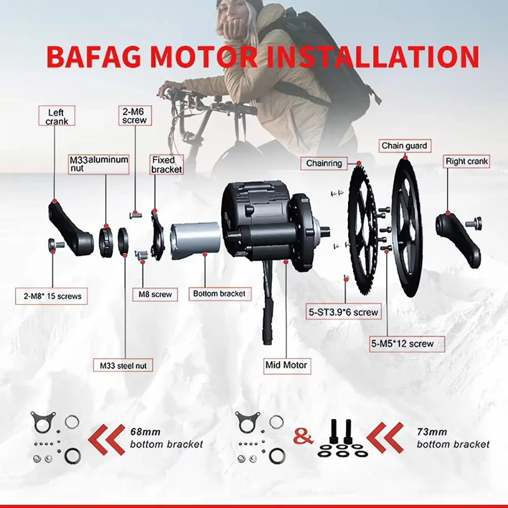 BAFANG BBS02 750W 48V Mid Drive Motor - High Power Electric Bike Conversion Kit with Removable 52V/48V 20Ah/13Ah Lithium Battery