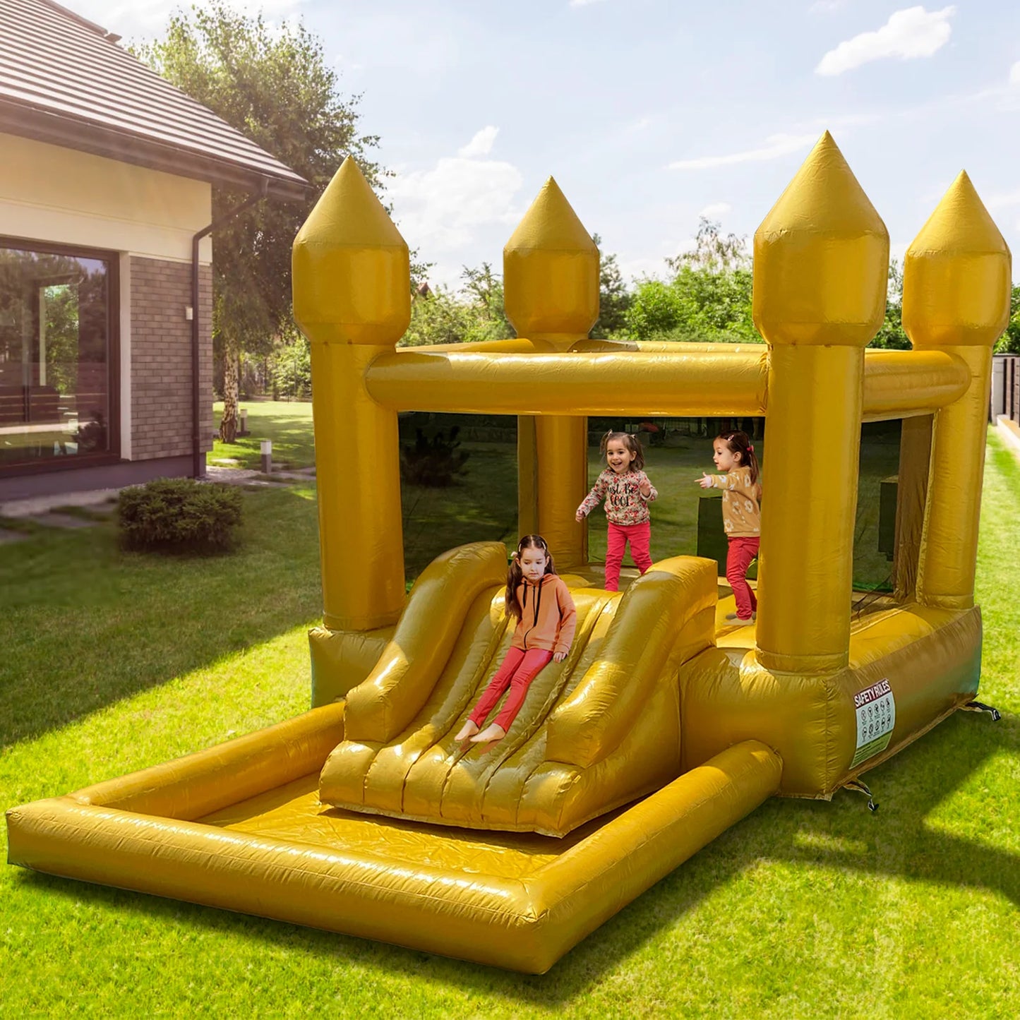 New Design Commercial Inflatable White Bounce House With Slide Bouncy Castle/Gold Jumping House/Customization Bounce For Wedding