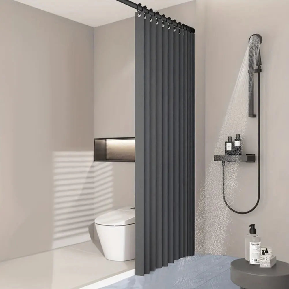 Foldable Magnetic Shower Curtain Waterproof Bathroom Curtain with 14 Hooks Modern Bath Curtain for Bathroom