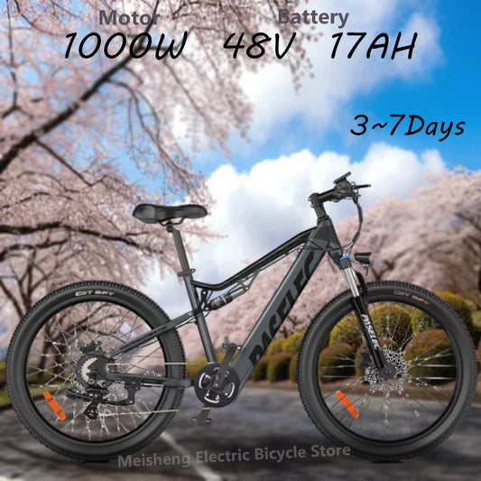 ebike GS9 Off-road Mountain Electric Bike 26-inch Fat Tire Bike 1000W 48V 17AH Hidden Battery Hydraulic Brake E-Bike