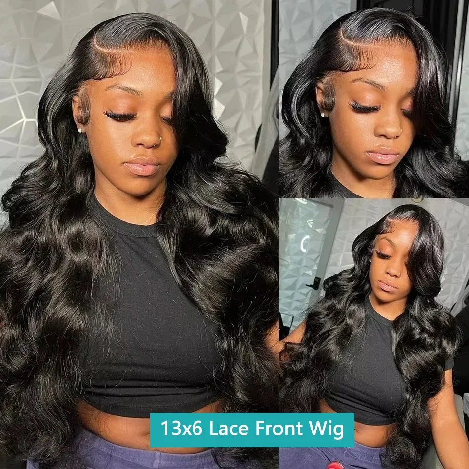 13x6 Lace Front Wigs Human Hair 180 Density Hd Body Wave Lace Frontal Human Hair Wigs For Women Glueless Pre Plucked Black Wig