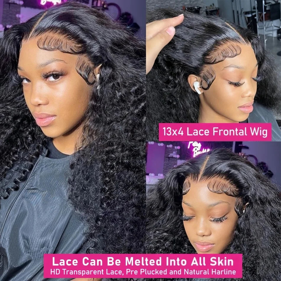200 Density Water Wave Lace Front Wig 4x4 5x5 Lace Closure Wig 13x4 13x6 hd Lace Frontal 360 Curly Human Hair Wigs for Women