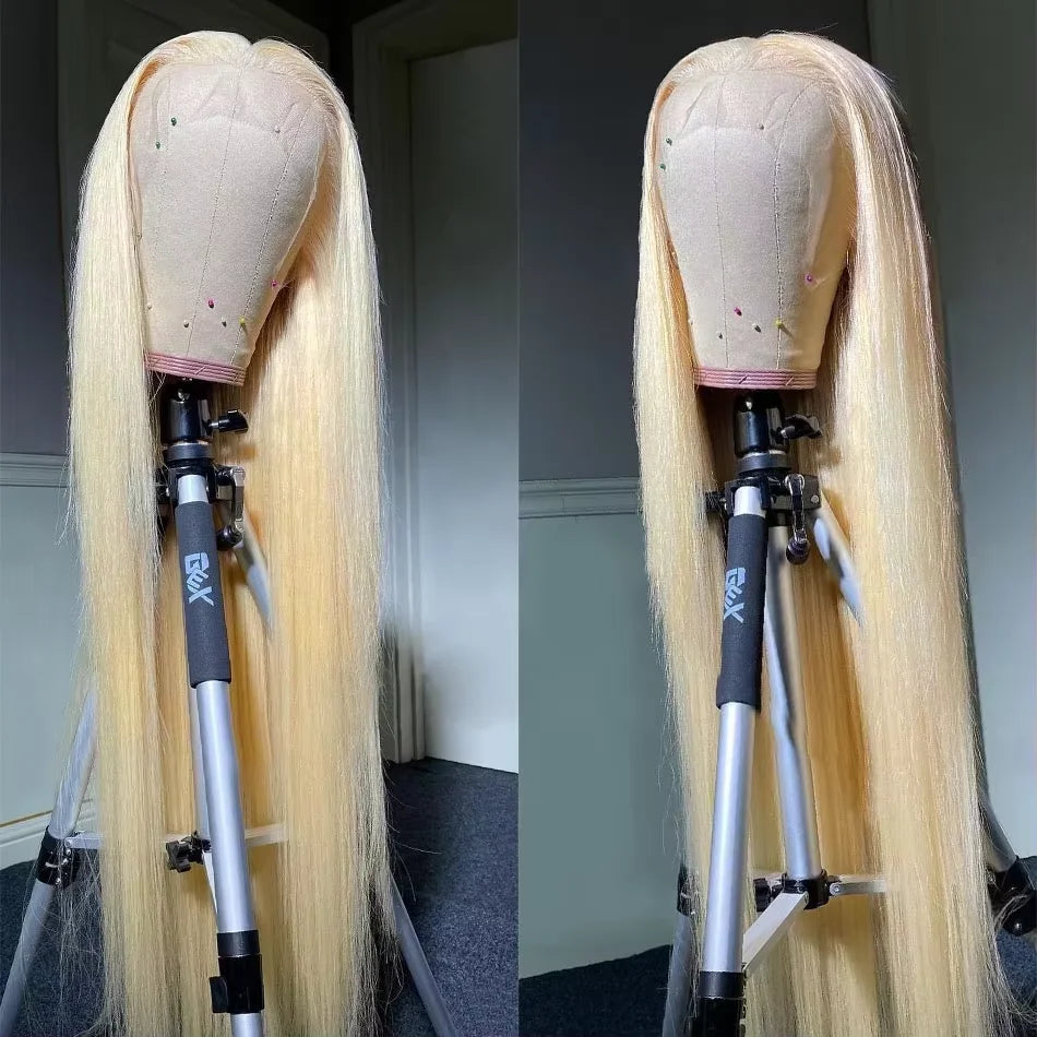 50Inch Straight Blonde 613 Blonde Human Hair Lace Frontal Wig 13x6 Transparent Blonde Lace Front Wigs Pre Plucked human Hair Wig