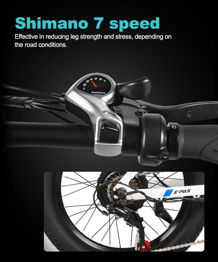 Electric Bike Hedatx 20" 1000W, 28 Mph, 50 Mile, Folding City Commuter Electric Bike, 48V 16AH, 7 Speed, Unisex