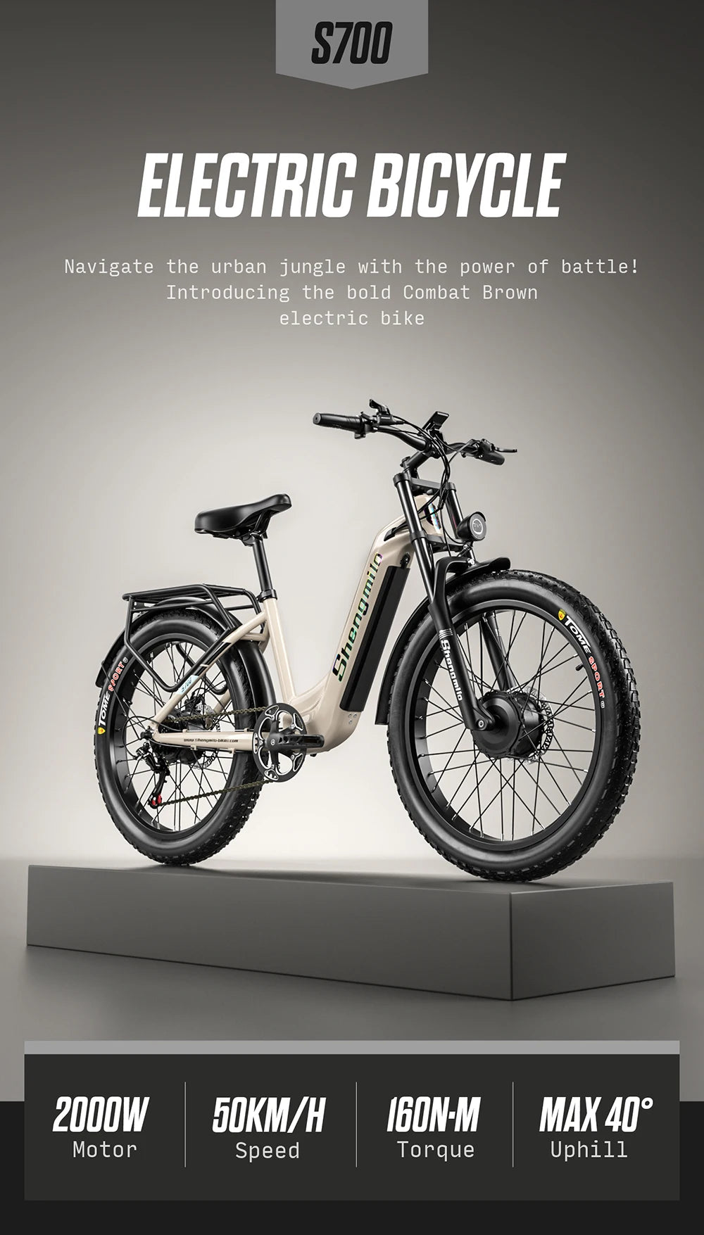 Shengmilo S700 Electric Bike for Adults 2000W Dual Motor, 48V17.5AH Removable Battery Electric Bicycle ,26Inch Fat tire e bike