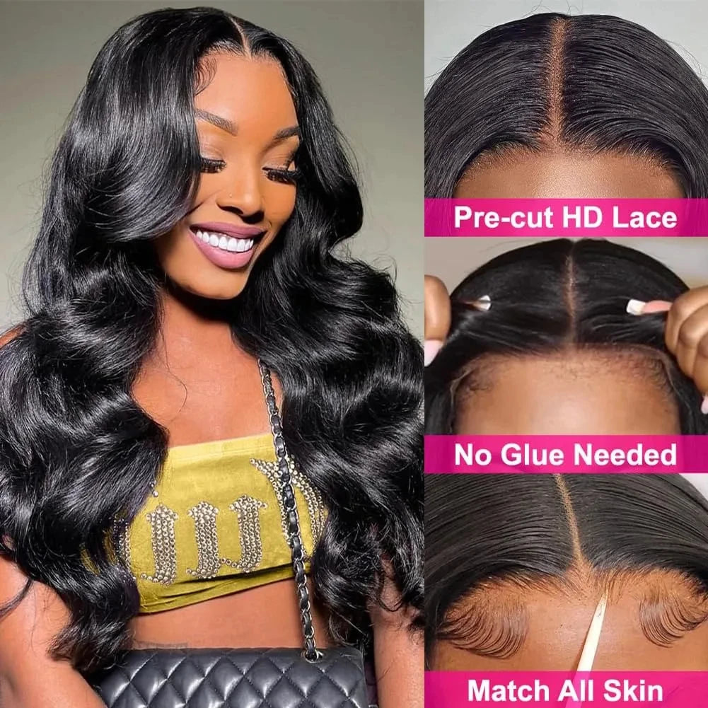 Silkwave Pre Cut Wear Go Body Wave Glueless Wig Human Hair 100% Pre plucked 4x4 5x5 Transparent Lace Closure Wig for Black Women