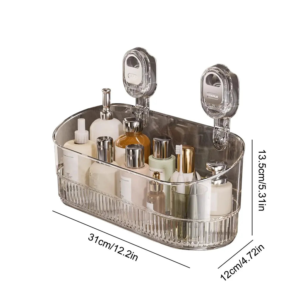 No-Drill Bathroom Suction Storage Box Large Capacity & Strong Load-Bearing Removable Shower Basket Suction Cup Shower Caddy