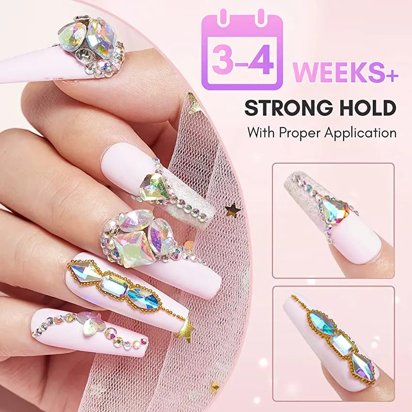 12PCS Makartt Rhinestone Glue for Nails ,Super Strong Gel Adhesive for Nail Salon, 3D Nail Art, Gem Jewelry & Nail Charm Supplie