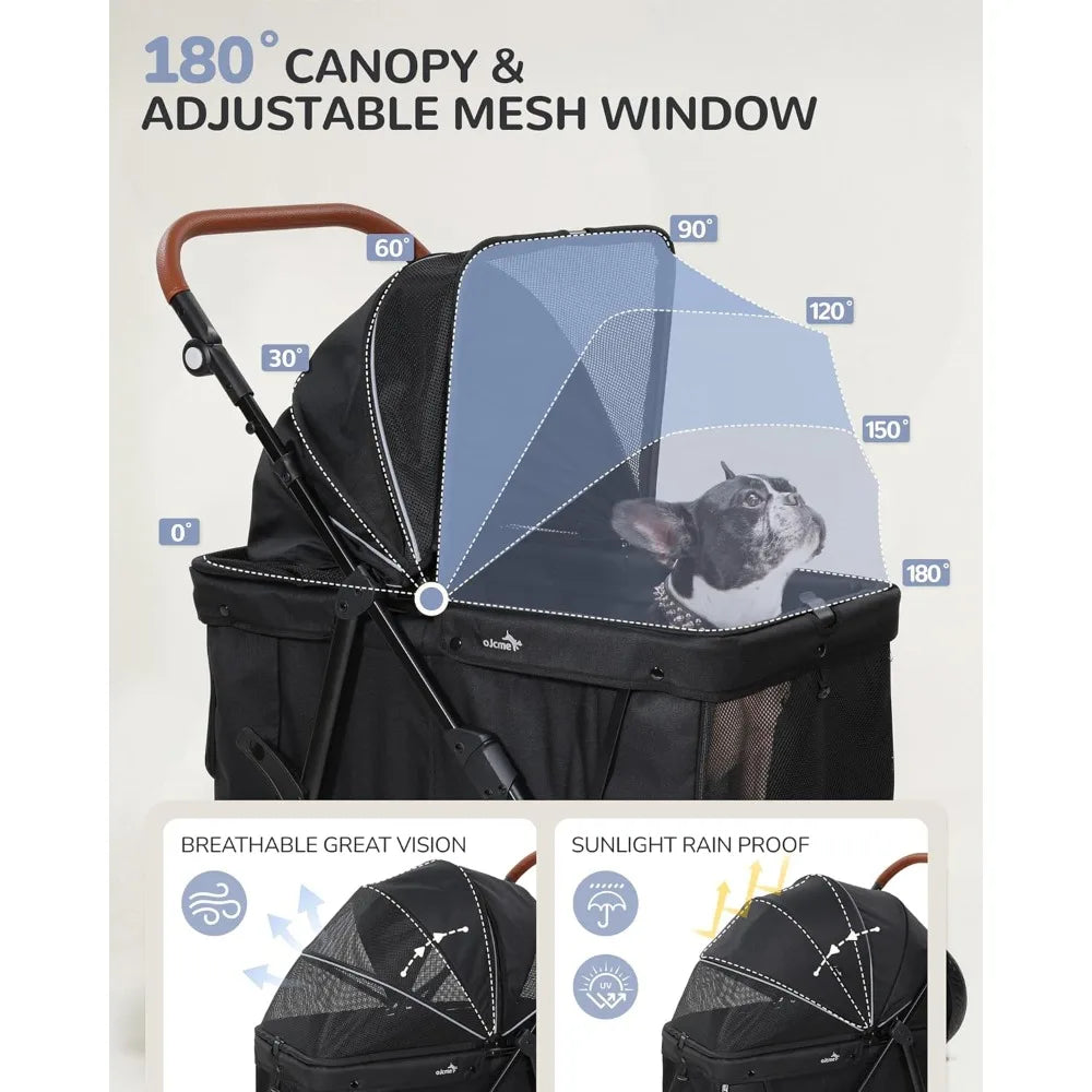Stroller for Large & Medium Dogs (20–132 lbs), Pet Stroller for 2 Small Dogs, Extra Large Heavy Duty, Foldable & Ventilated