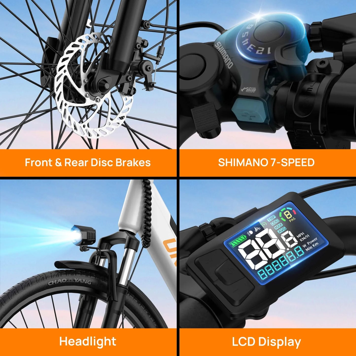 URLIFE E26 Adult EBike 250W 48V10.4AH Battery City Commuter Electric Bike 26 Inch Tires Electric Bicycle
