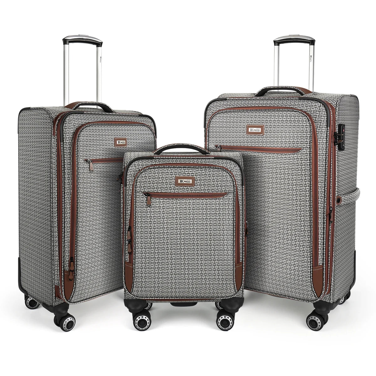 Softside Luggage Expandable 3 Piece Set Suitcase with 360° Upright Spinner Softshell Lightweight Luggage Travel Set 20"/26"/30"