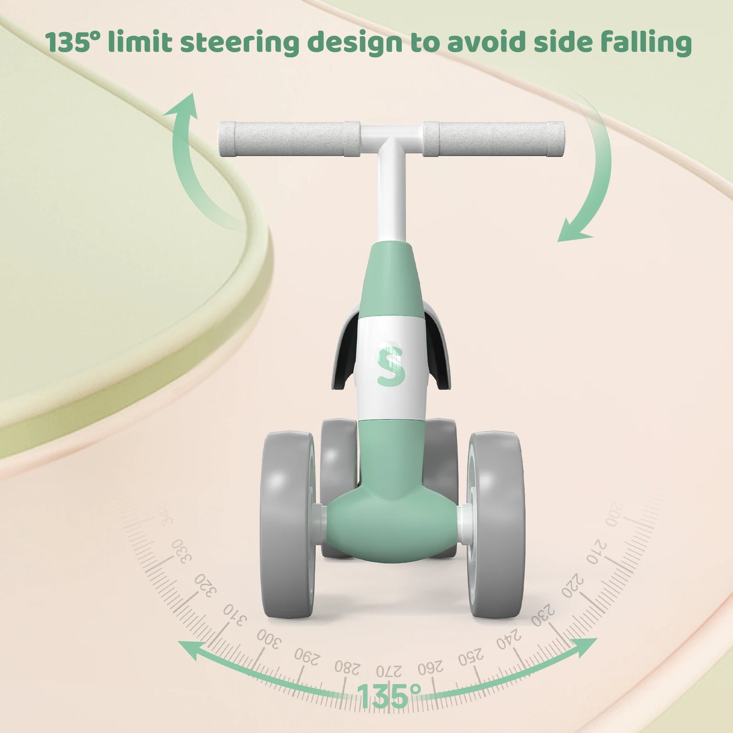 Sejoy Baby Balance Bike Children Walker for 1-3 Years Old Boys Girls 12-36 Months Kids Toddler 4 Wheels Riding Toys,Birthday Gif