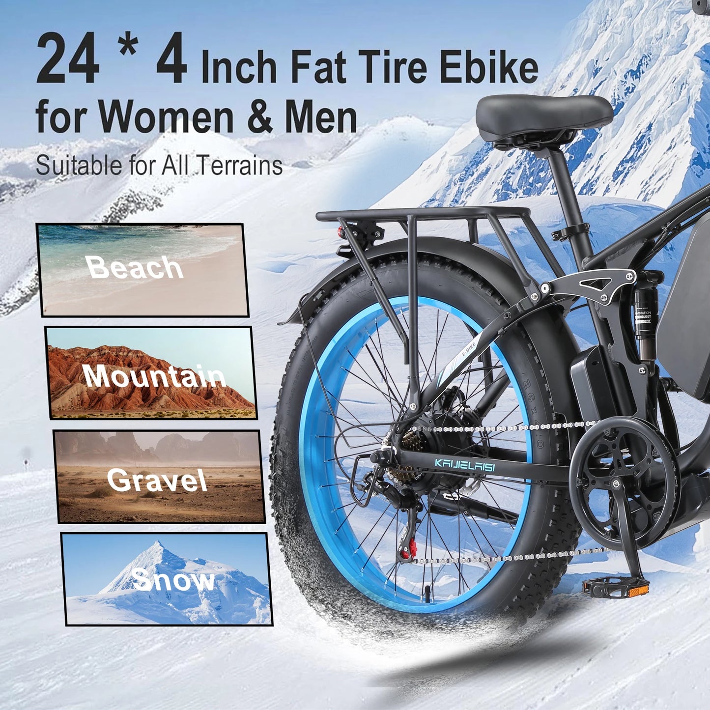 Electric Bike 3000W Dual Motor 52V 26AH Battery Hydraulic Brake Adult Off-Road E Bike 24*4.0 Inch Fat Bike Snow Electric Bicycle