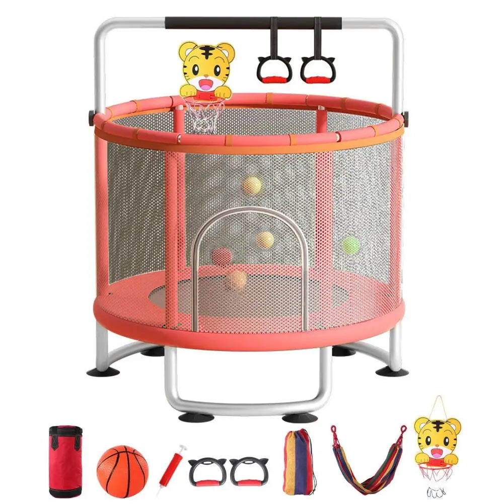 1Set Kids Trampoline Adjustable Baby Toddler Trampoline with Ocean Balls 440lbs 3-8 Years Toddler Trampoline with Enclosure Net