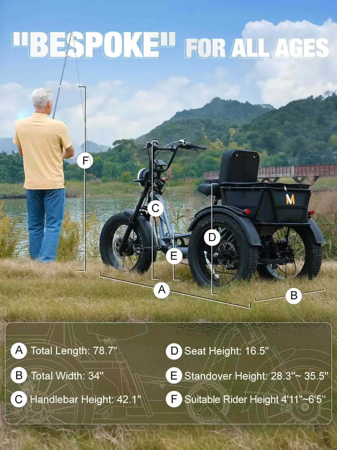 High Power Remote Dual Motor Dual Battery 3 Wheel E Cargo Tricycle Adult Sand Snow Fat Tire Electric Delivery Tricycle