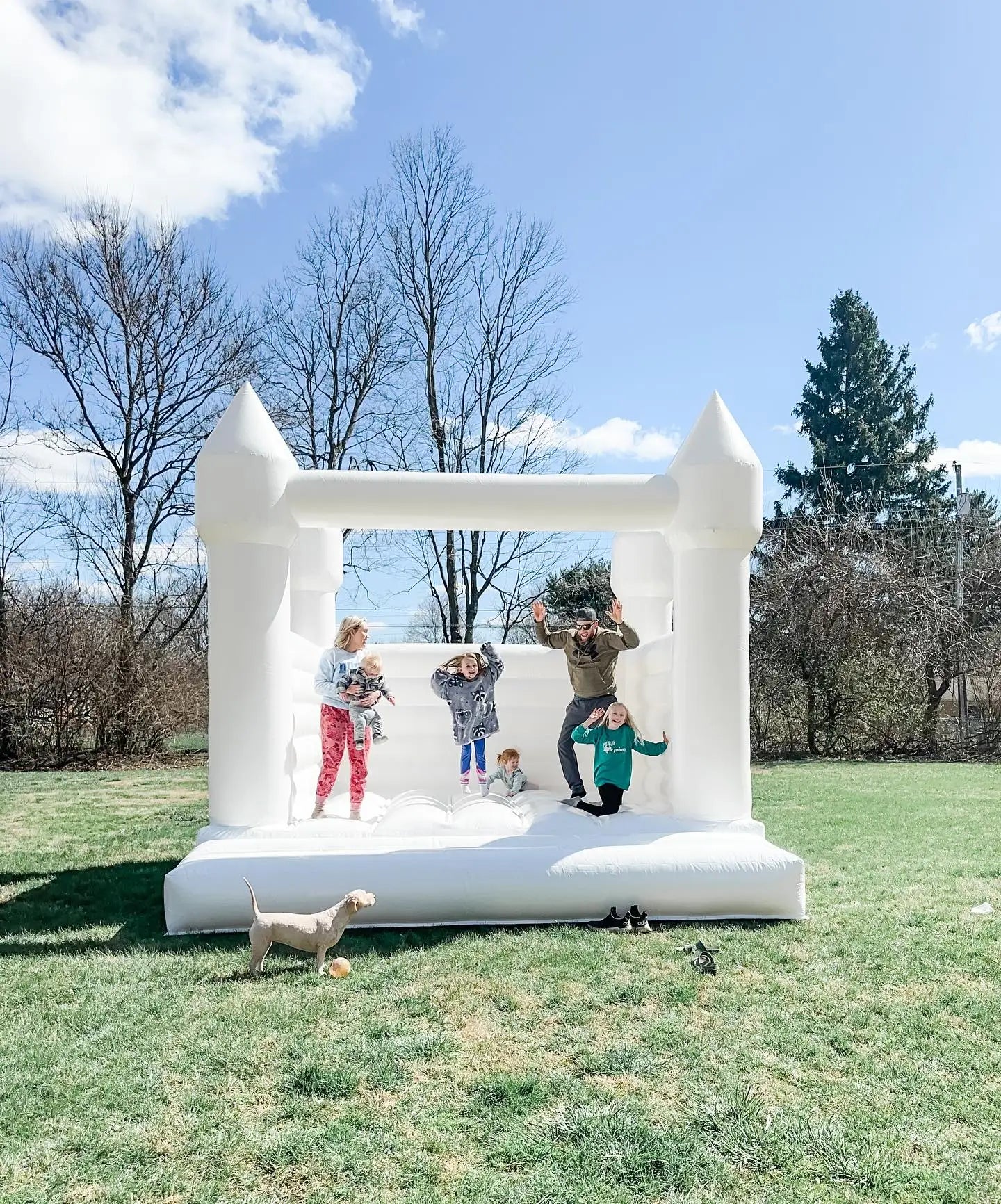 US Stock Inflatable White Bounce House PVC Inflatable Bouncy Castle/Moon Bounce House/Customization Party Wedding Bouncer Jumper