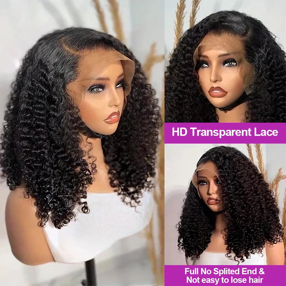Brazilian Deep Water Wave Curly Bob 100% Human Hair Glueless Wigs Deep Wave HD Lace Front 13x4 13x6 Transparent Lace Frontal Wig