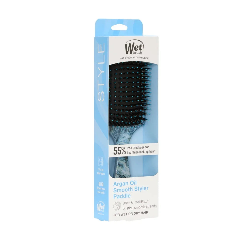 IntelliFlex Paddle Hair Brush Argan Oil Infused Detangler Brush Smooth Hair Frizz Control All Hair Types Wet Dry Use