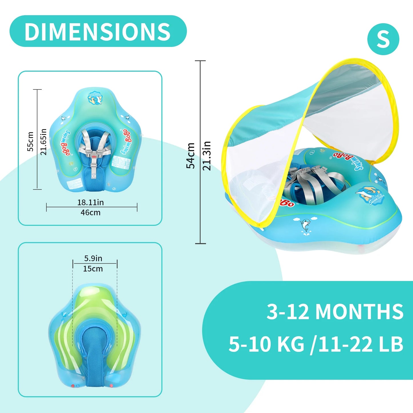 Swimbobo New Upgrades Mesh More Safety Soft Ventilate Seat Pocket Baby Inflatable Swimming Floating Kids Ring Circle Summer Toys