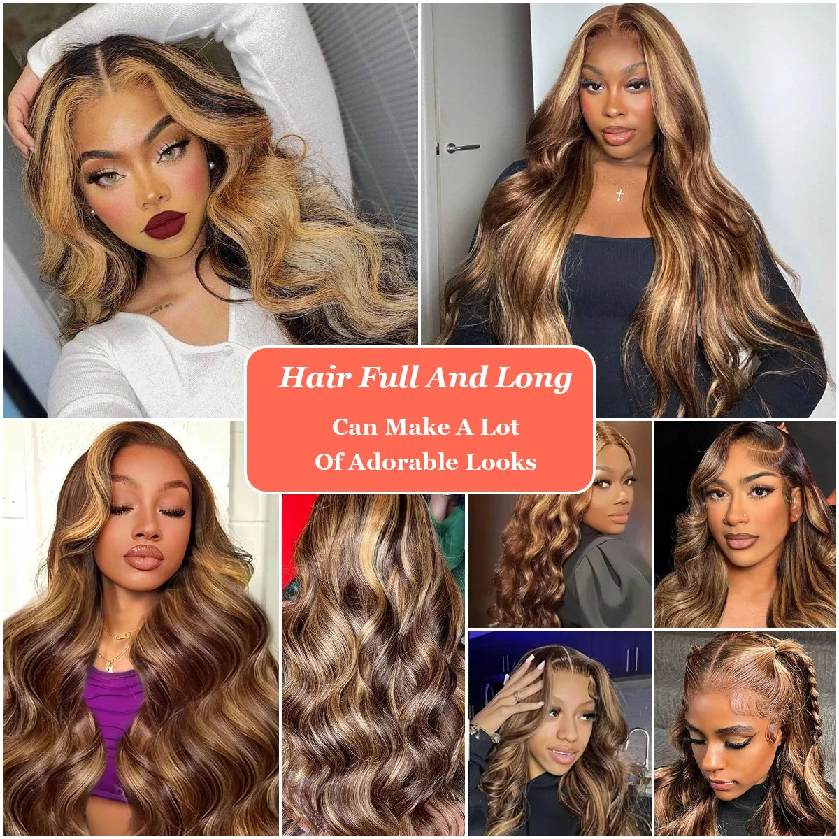 13x6 Lace Frontal Wig body Wave 36 Inch 220% Density P4/27 Highlight HD Transparent Lace Brazilian Human Hair Wigs For Women