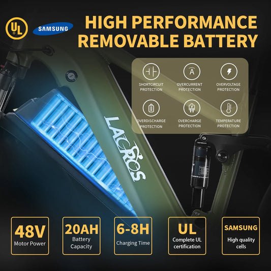 Lacros Thunder adult E-bike，750W city ebike，48V20AH Electric Bicycle，26 Fat Tire E-Mountain bike