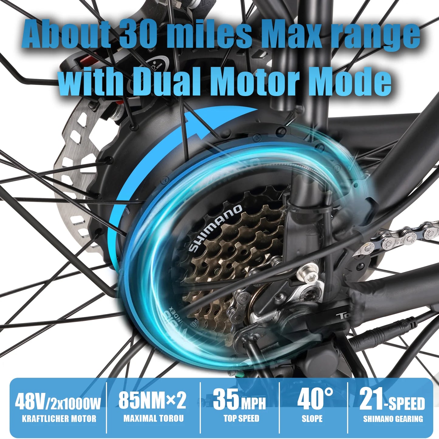 KETELES 2000W Dual Motor K800 Electric Bicycle For Adults Mountain Fat Bike 23ah Lithium Battery 48V Electric Hybrid Bike