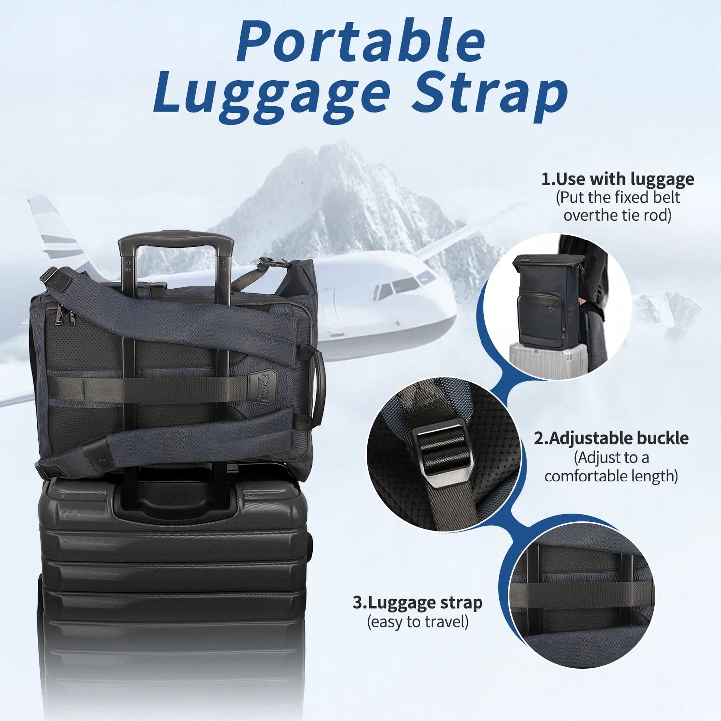 New York XPress Roll-Top Backpack for Men Large Capacity Expandable Laptop Bag Leisure Travel Backpack Hiking Camping Bags