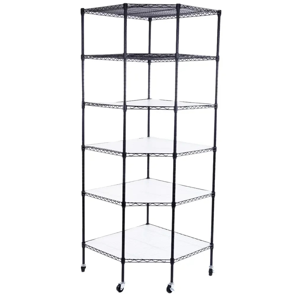 6 Tiers Corner Shelf, Adjustable Metal Storage Wire Shelving Unit Corner Rack Corner Shelving, Free Standing Corner Storage Rack