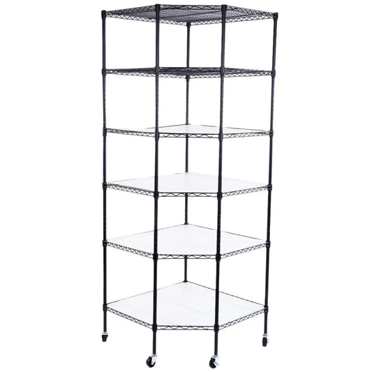 6 Tiers Corner Shelf, Adjustable Metal Storage Wire Shelving Unit Corner Rack Corner Shelving, Free Standing Corner Storage Rack