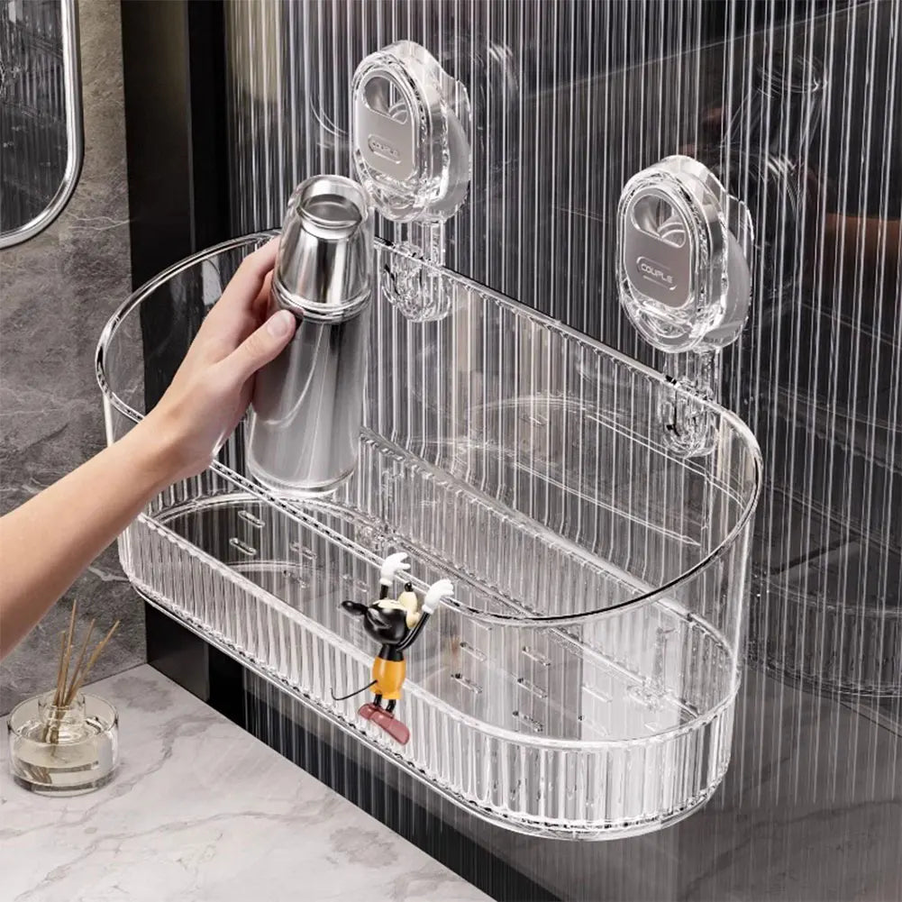 No-Drill Bathroom Suction Storage Box Large Capacity & Strong Load-Bearing Removable Shower Basket Suction Cup Shower Caddy